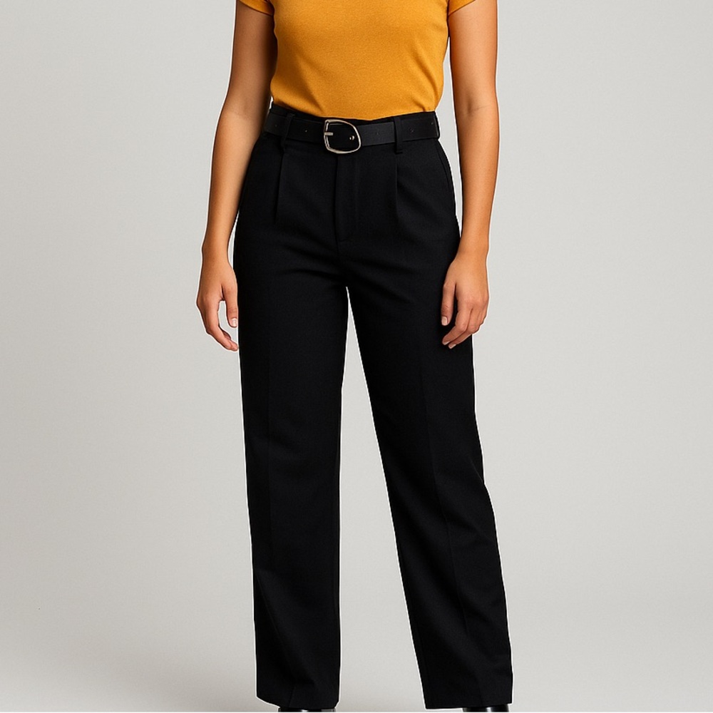 Crosby Black Metropolitan Belted Culotte Pants with Unique Silver Buckle Size 10